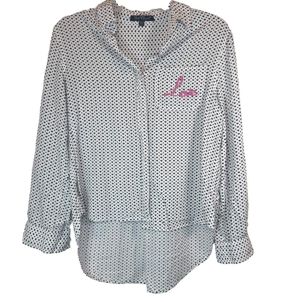 Velvet Heart Love Hearts Small Button Womens Romantic Preppy Fairy Career Office